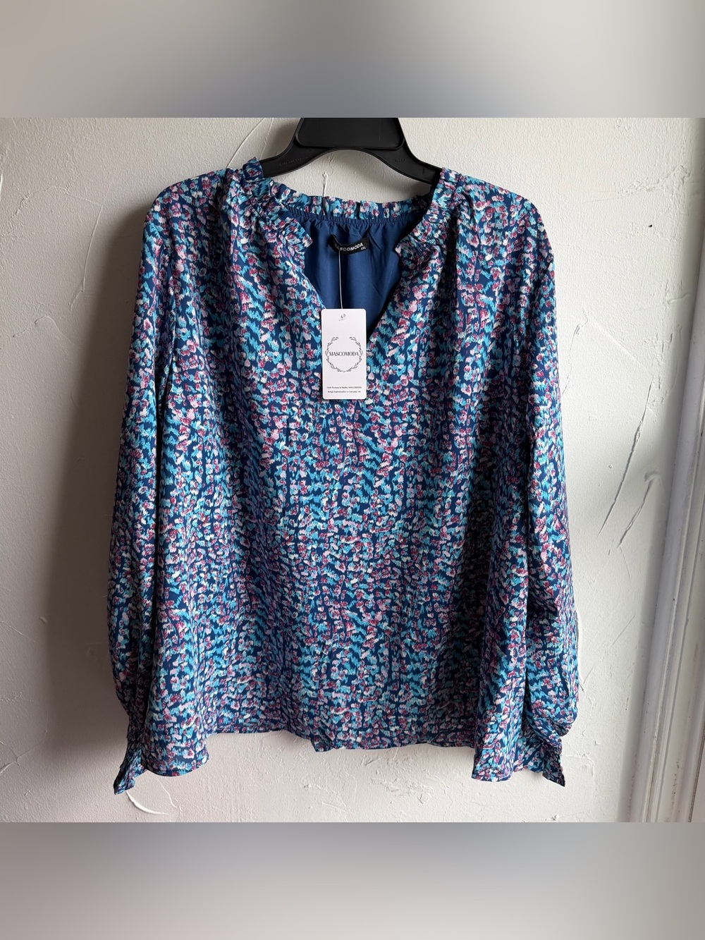 NWT Mascomoda splattered design Blouse Size XXL